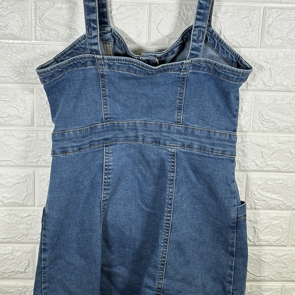 Aeropostale Womens Denim Dress Size Medium Blue Button Front Pockets - Picture 5 of 13